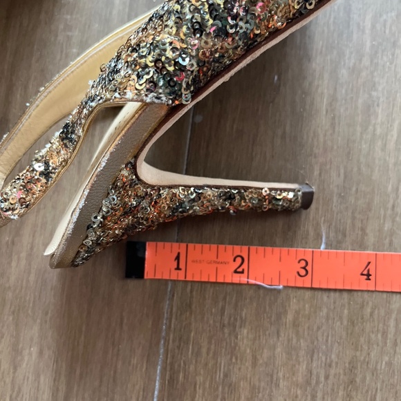 EUC Kate Spade ♠️ Golden sequin glitter Charm high heels 7 - Picture 11 of 12